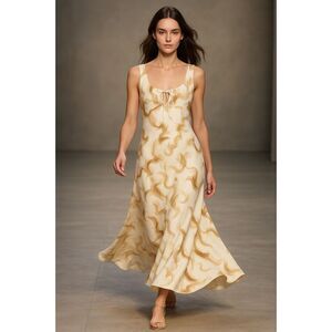 Kenneth Cole Abstract Brushstroke Floral Cream Maxi Dress – XS, NWT